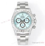 C1 Factory 1-1 Copy Rolex Daytona Watch 40mm Ice Blue Diamond Baguettes Dial Steel